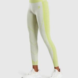 Gymshark Women Hyper Amplify Activewear Leggings Light Grey Marl/Lime Size XS/S
